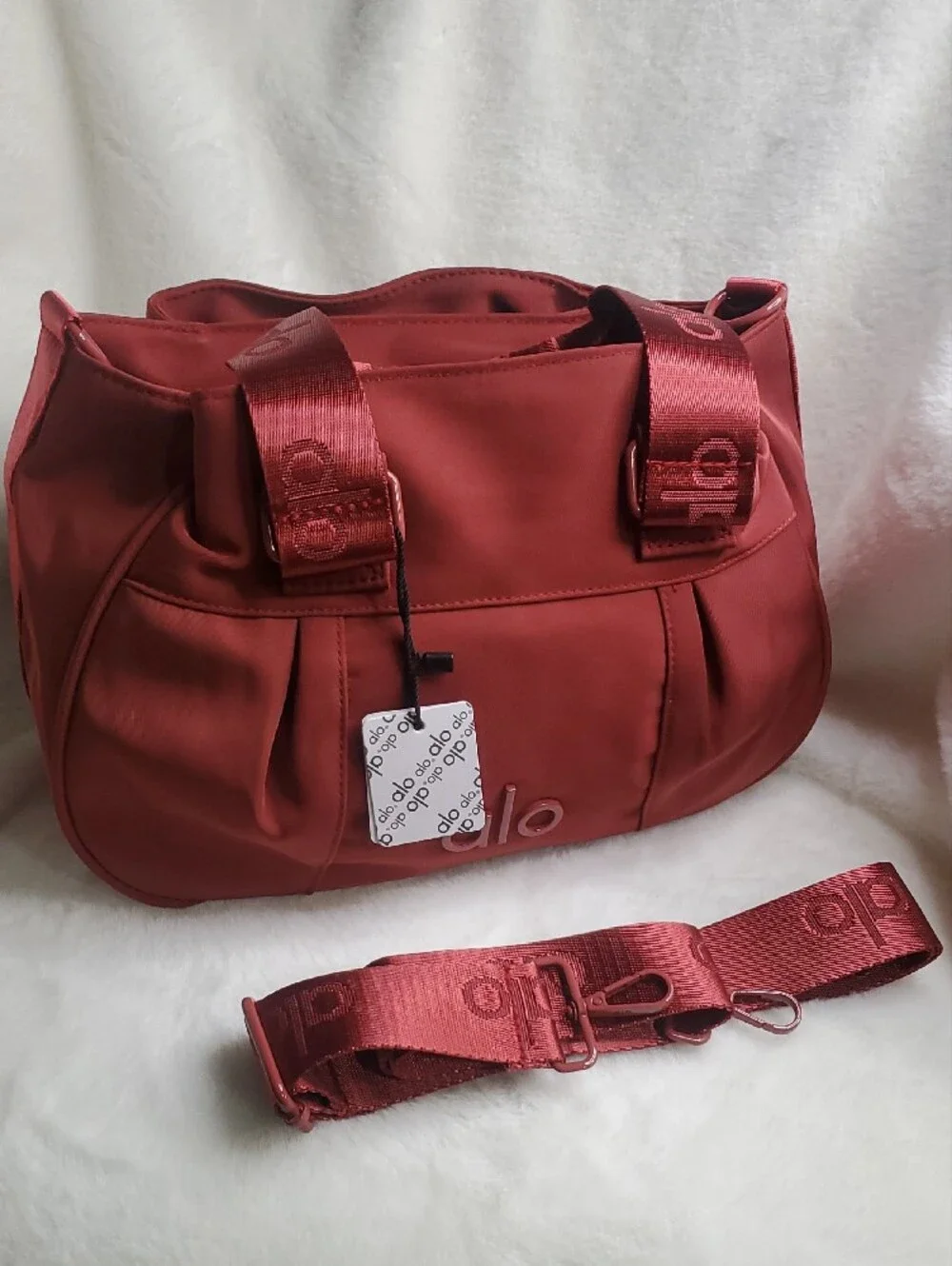 ALO Yoga Red Shoulder Bag with Detachable Branded Strap